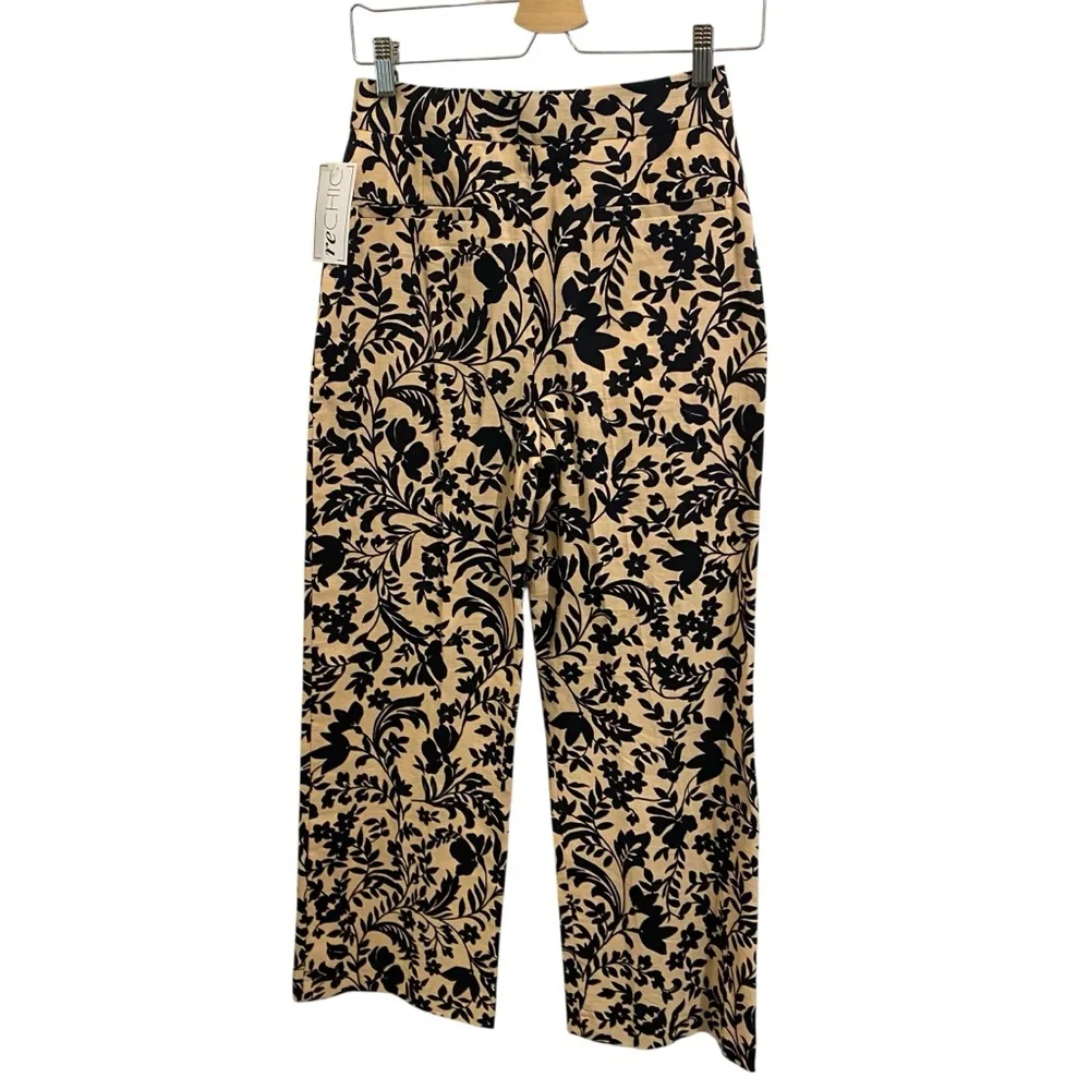 Sezane Martin Linen & Cotton Nora Floral Print Straight Cropped Flare Pants